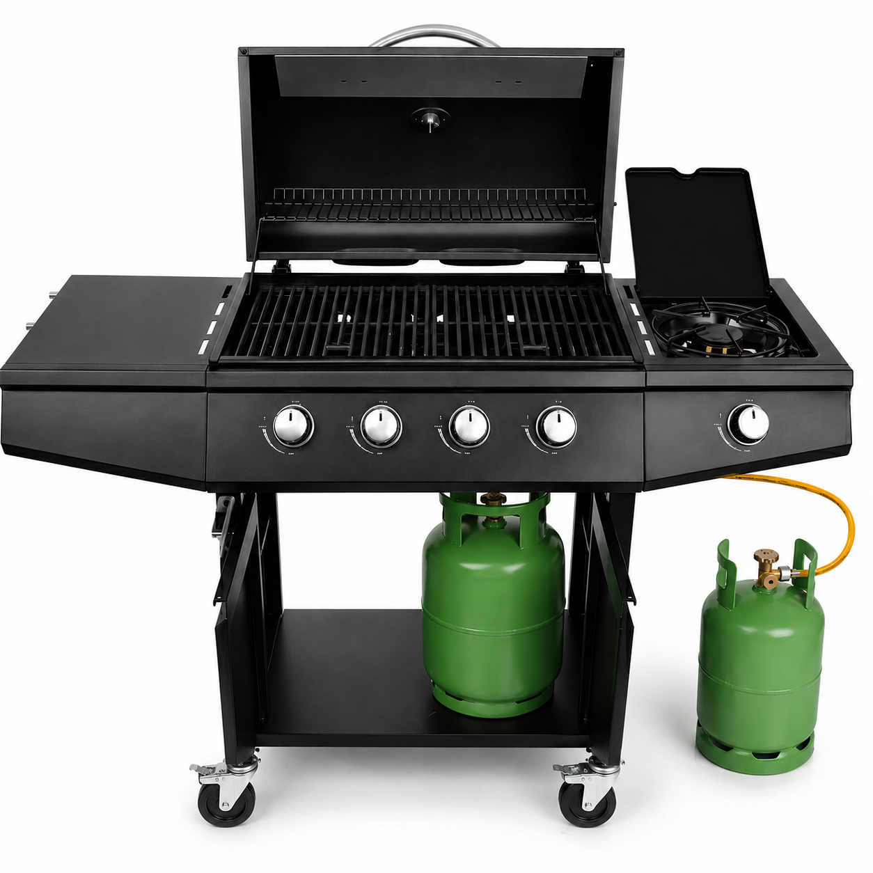 Grill Gazowy Ohio 4+1 Żeliwny Czarny