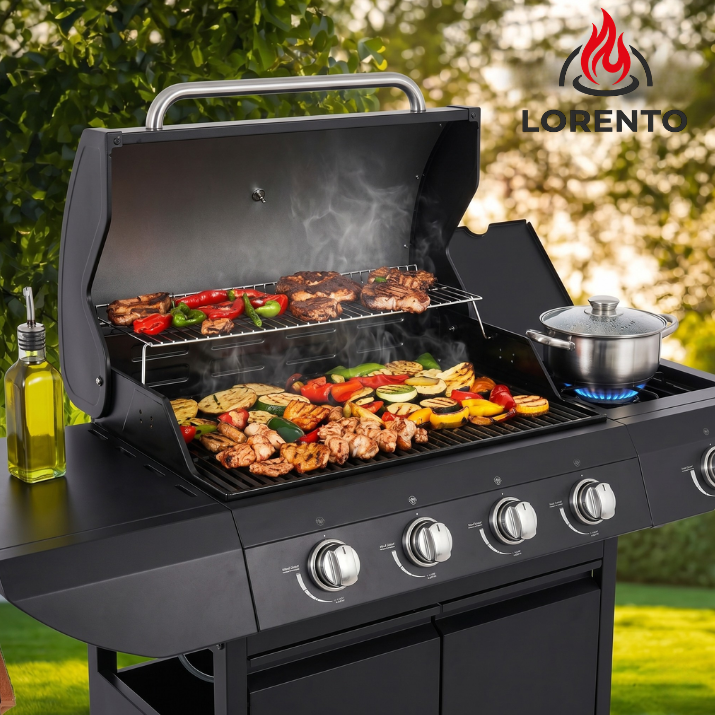 Grill Gazowy Ohio 4+1 Żeliwny Czarny