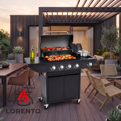 Grill Gazowy Ohio 4+1 Żeliwny Czarny